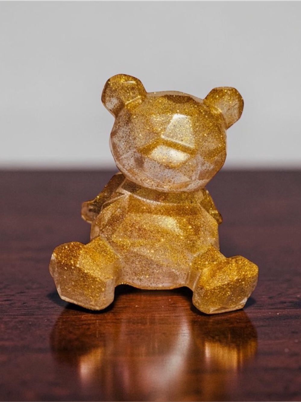 Gold Glitter Teddy Bear Decor & Phone Holder
